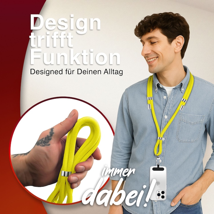 Produktbild Nalia HoldMe Lanyard Handykette – Universal Trageband für Smartphones - Verstellbar, Soft & Elastisch