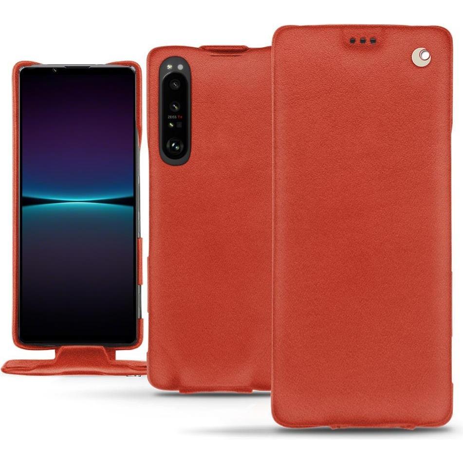 Noreve Lederschutzhülle vertikal (Sony Xperia 1 IV), Smartphone Hülle, Orange