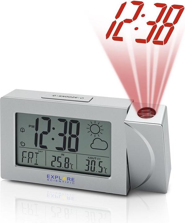Actual product image Explore Scientific RPW3008 Digital Alarm Clock Silver