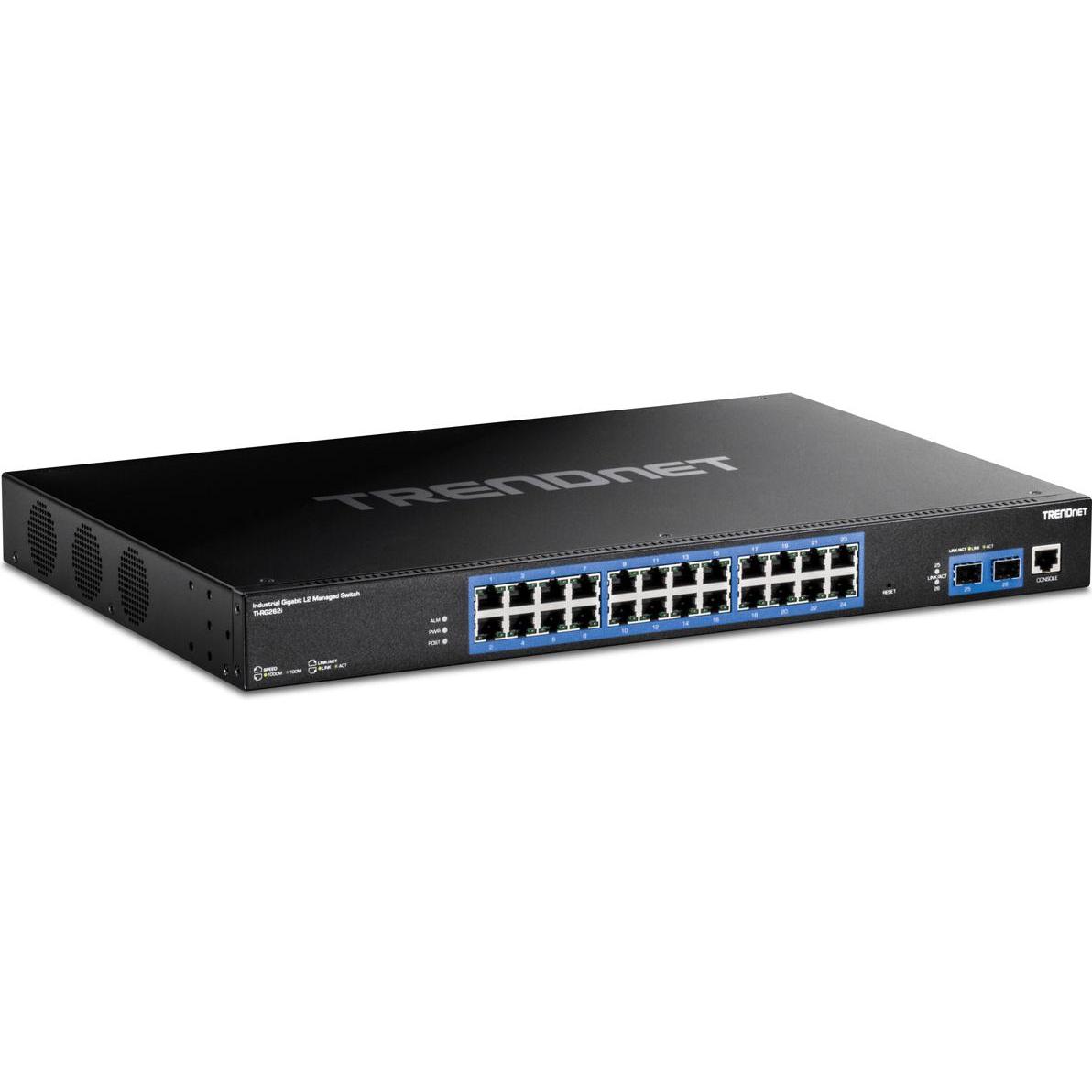 Trendnet 26-Port Industrial Gigabit L2 Managed Rackmount Switch (26 Ports), Netzwerk Switch, Schwarz