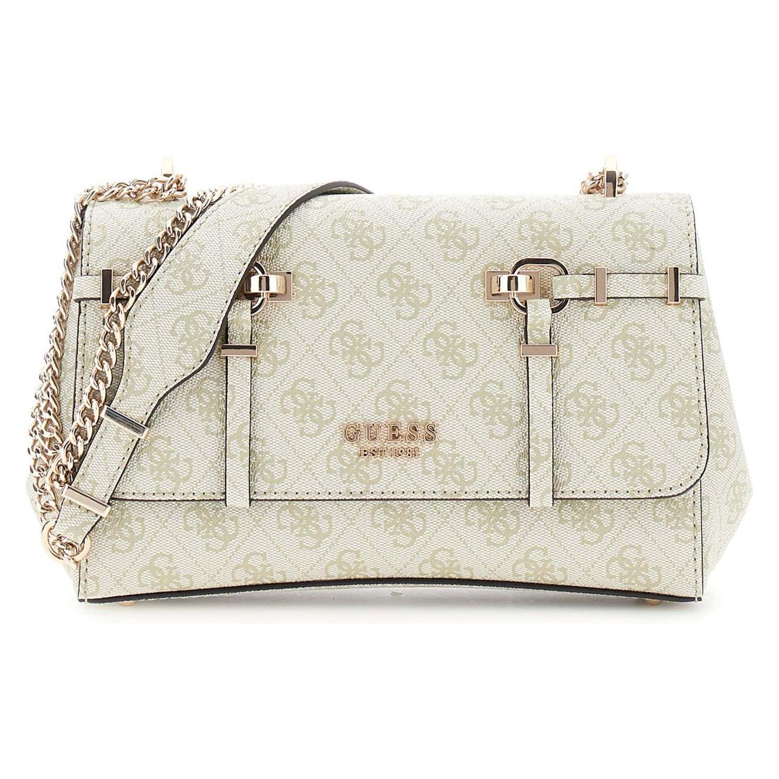 Guess, Damen, Handtasche, Leona Logo Convertible Xbody Flap, Beige