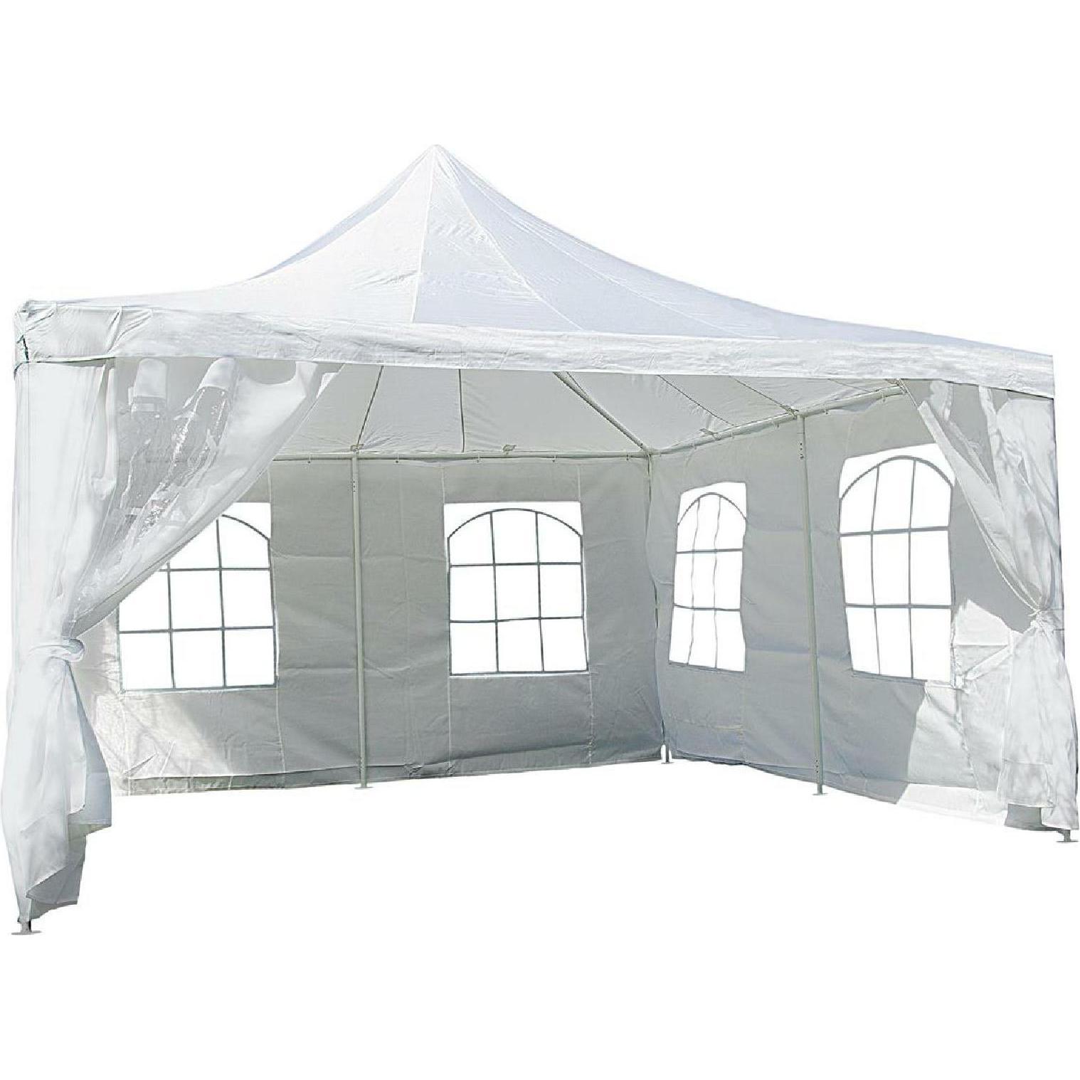 VCM, Pavillon, Festzelt, 4x4 Meter PE wasserdicht creme (400 cm, 400 cm)