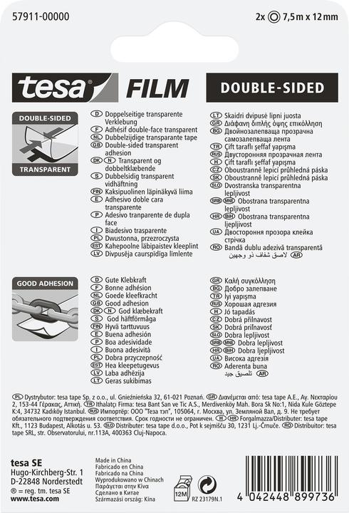 Produktbild tesa 2x tesafilm Doppelseitiges Klebeband, Fotofilm (12 mm)