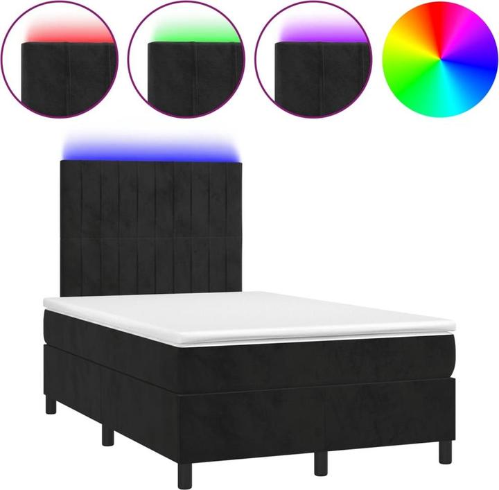Produktbild vidaXL Bo x springbett mit Matratze & LED 120 x 190 cm Samt (120 x 190 cm)
