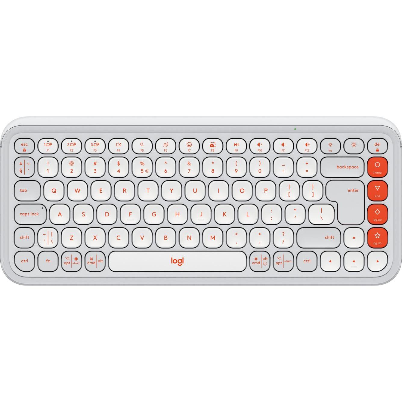 Logitech Pop Icon Keys (Eng. Int., Kabellos), Tastatur, Weiss, Orange