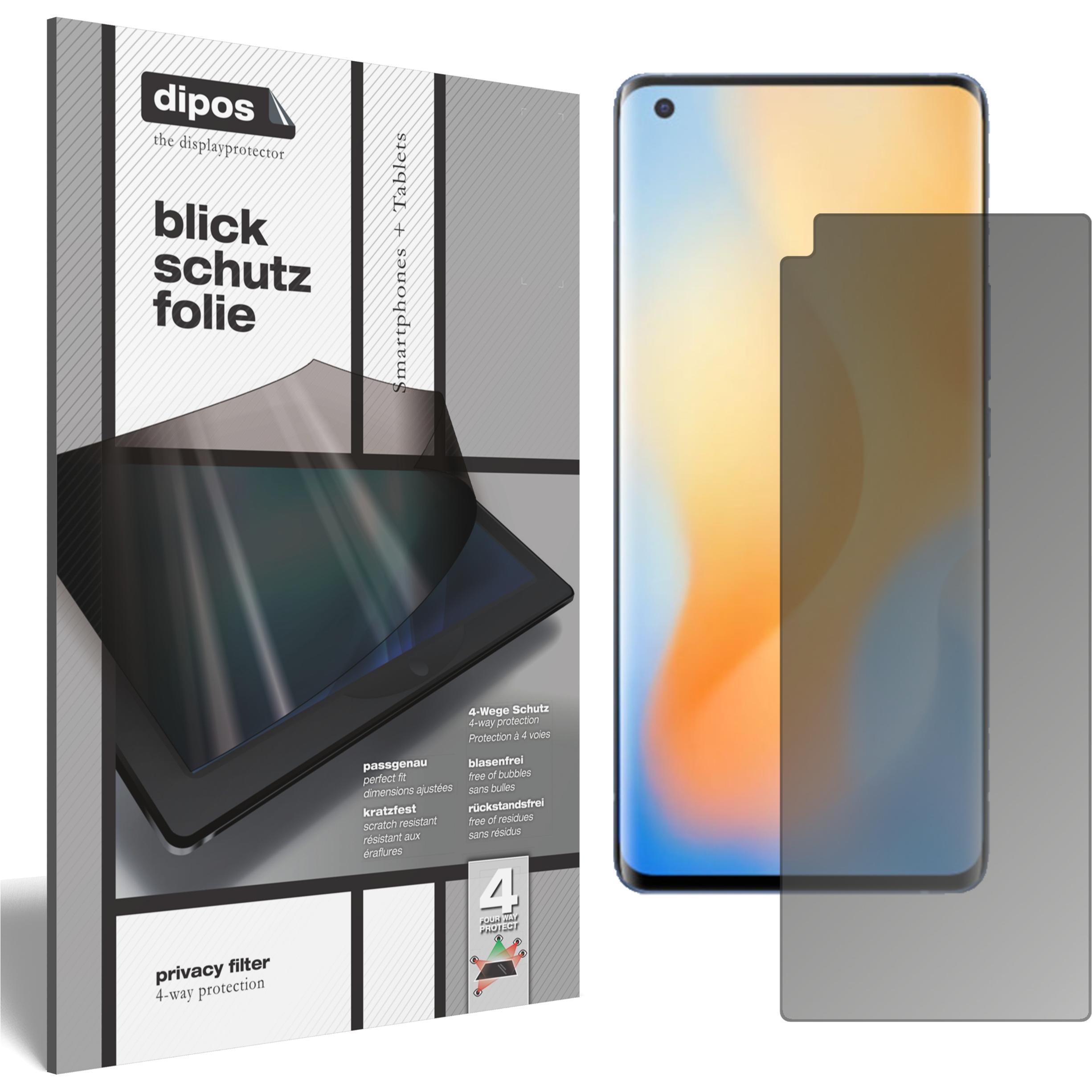 Dipos Blickschutzfolie 4-Way Privacy (1 Stück, Vivo X50 Pro), Smartphone Schutzfolie, Transparent