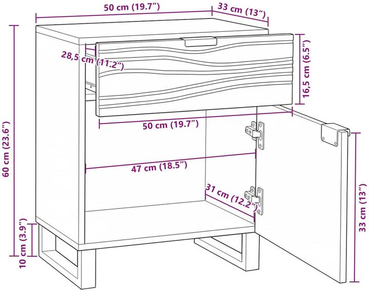 Immagine prodotto vidaXL Nachttisch (33 x 50 x 60 cm)