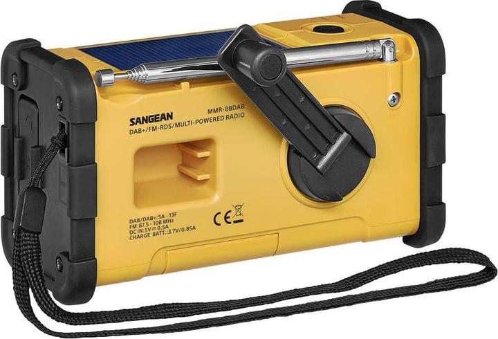 Produktbild Sangean MMR-88 DAB+ (USB-C) gelb Notfall/Kurbel/Solar Radio (DAB+, Bluetooth, WLAN)