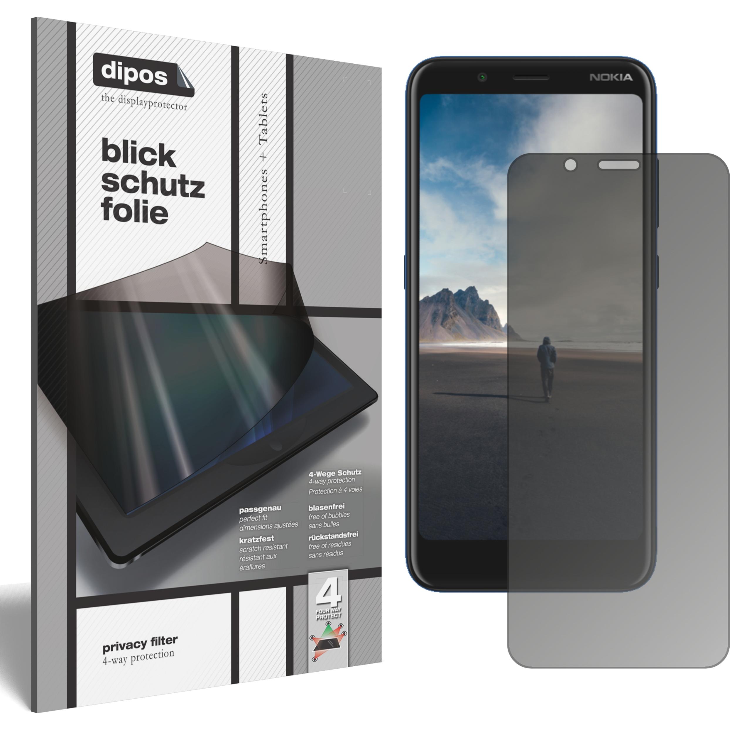 Dipos Blickschutzfolie 4-Way Privacy (1 Stück, Nokia C2 Tava), Smartphone Schutzfolie, Transparent