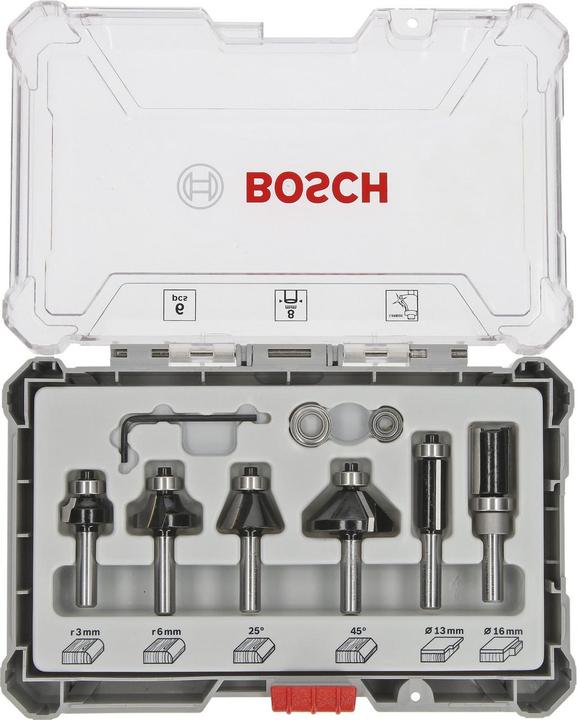 Produktbild Bosch Professional Zubehör 6-teiliges Rand- und Kantenfräser-Set, 8-mm-Schaft für Handfräsen
