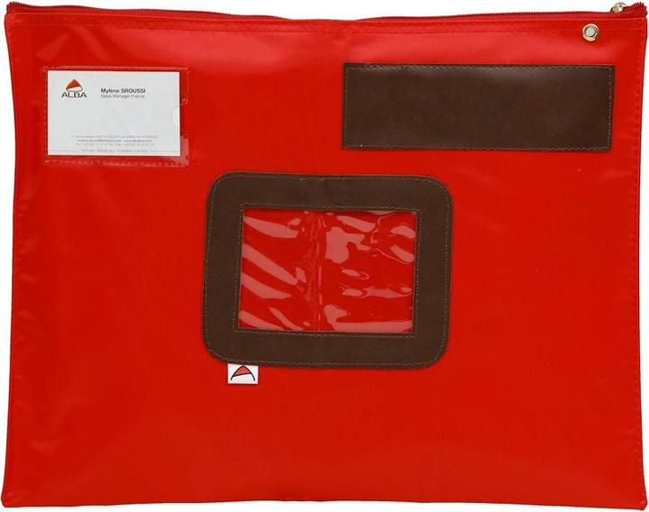 Actual product image Alba Bank bag "POPLAT", made of nylon, red zip, sender window, dimensions: (W)420 x (D)20 x (1 x)
