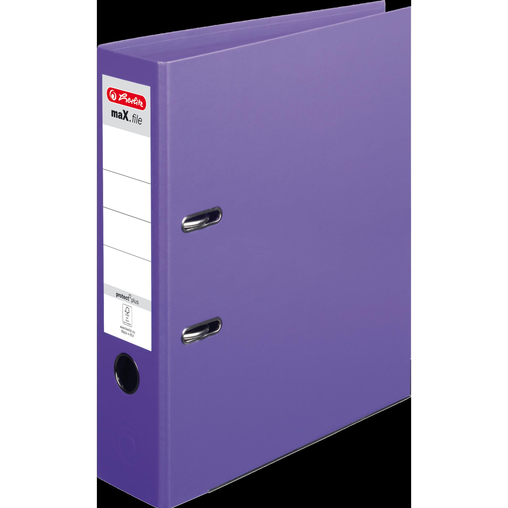 15x Herlitz, Ordner, Ordner maX.file protect plus, Rückenbr.: 80 mm, lila DIN A4, Voll-PP-Kunststoffbezug, Kantenschutz ...