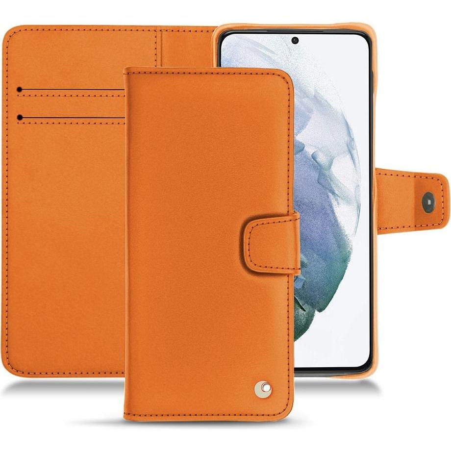 Noreve Lederschutzhülle Wallet (Samsung Galaxy S21+), Smartphone Hülle, Orange