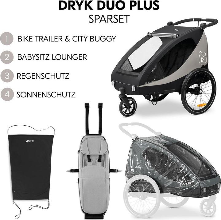 Produktbild Hauck 2in1 Fahrradanhänger Sparset Dryk Duo Plus