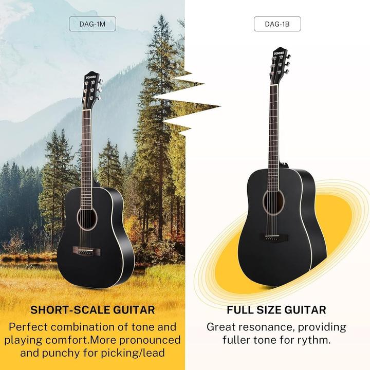 Actual product image Donner Beginner Acoustic Guitar Bundle with Gigbag, Tuner, Capo, Strap, Strings, and Picks (Acoustic guitar set, Sides: Mahogany, Top: Spruce)