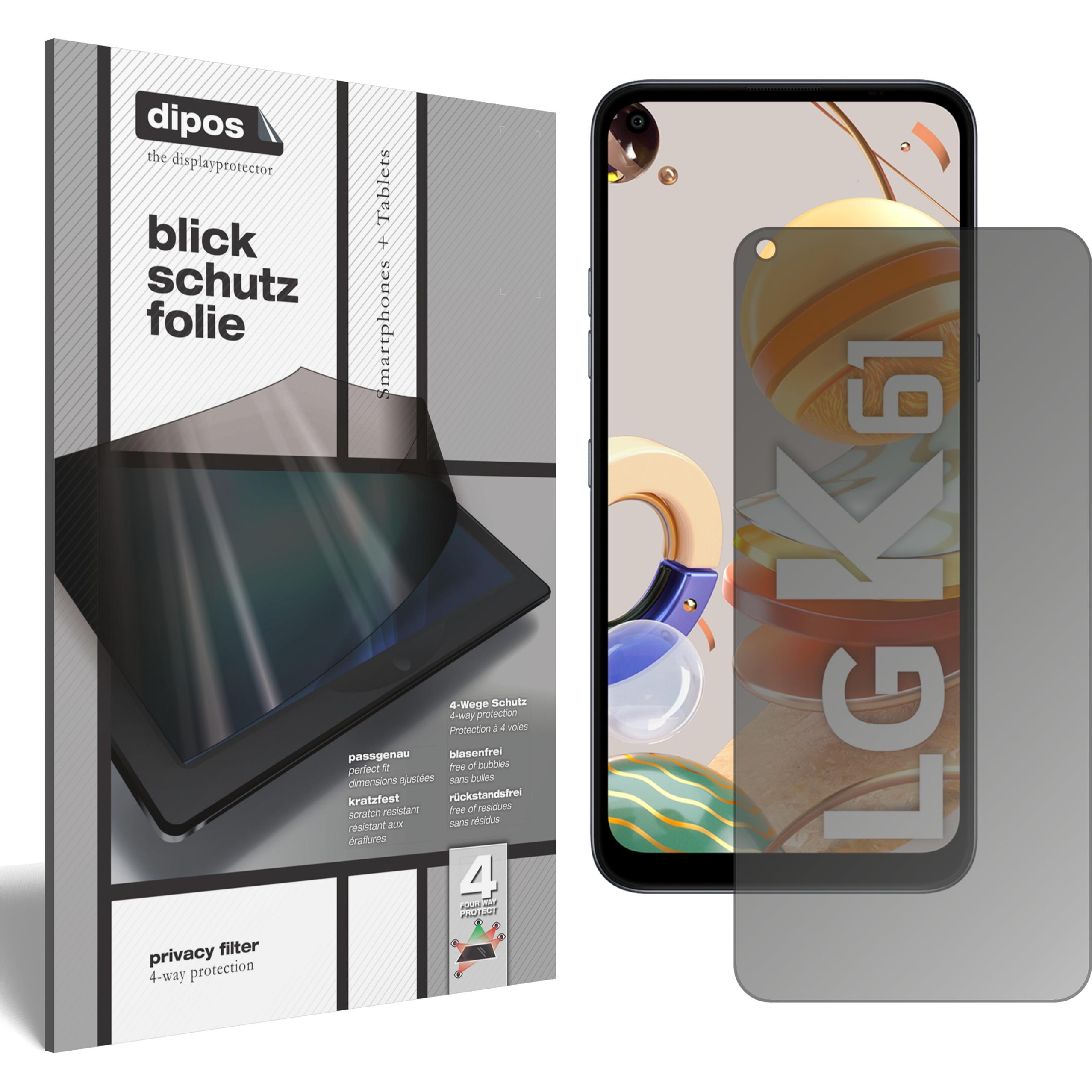 Dipos Blickschutzfolie 4-Way Privacy (1 Stück, LG K61), Smartphone Schutzfolie, Transparent
