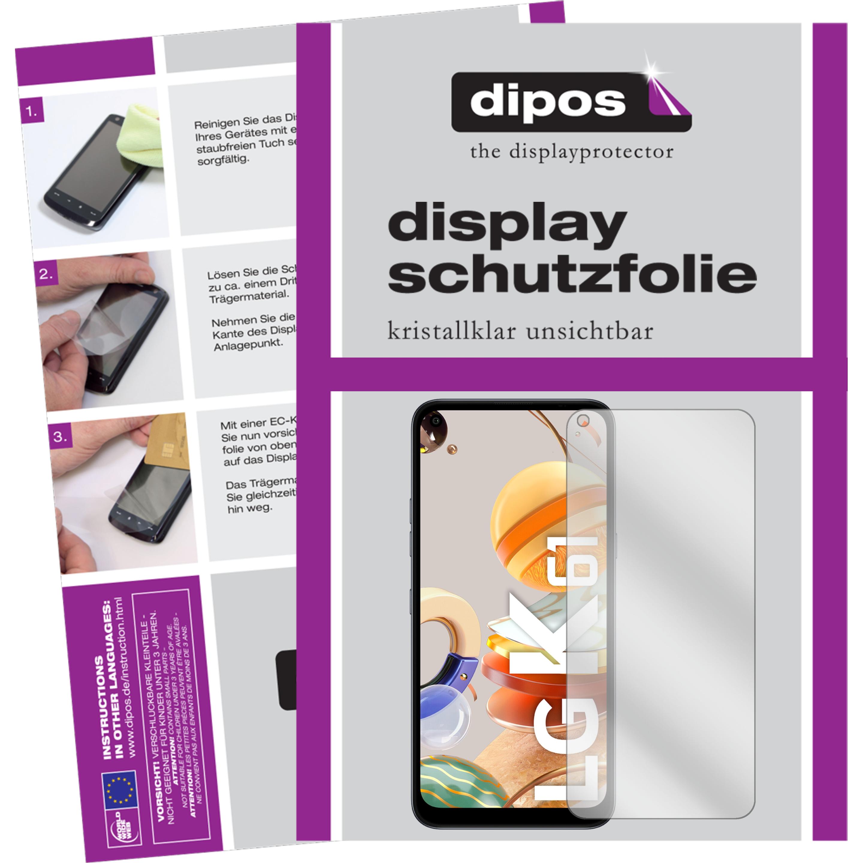 Dipos Displayschutzfolie Crystalclear (2 Stück, LG K61), Smartphone Schutzfolie, Transparent
