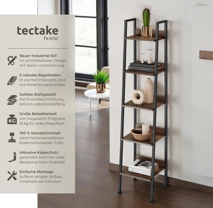 Immagine prodotto tectake Leiterregal (35.50 x 35.50 x 170.50 cm)