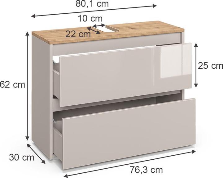Immagine prodotto Vicco Waschbeckenunterschrank Majest, Cashmere/Artisan, 80.1 x 62 cm mit 2 Schubladen (80.10 x 30.10 x 62 cm)