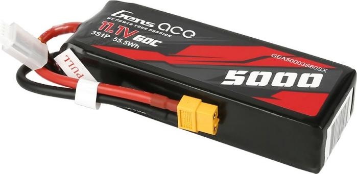 Immagine prodotto Gens Ace Accumulatore 5000mAh 11.1V 60C 3S1P Shorty XT60 (11.10 V, 5000 mAh)