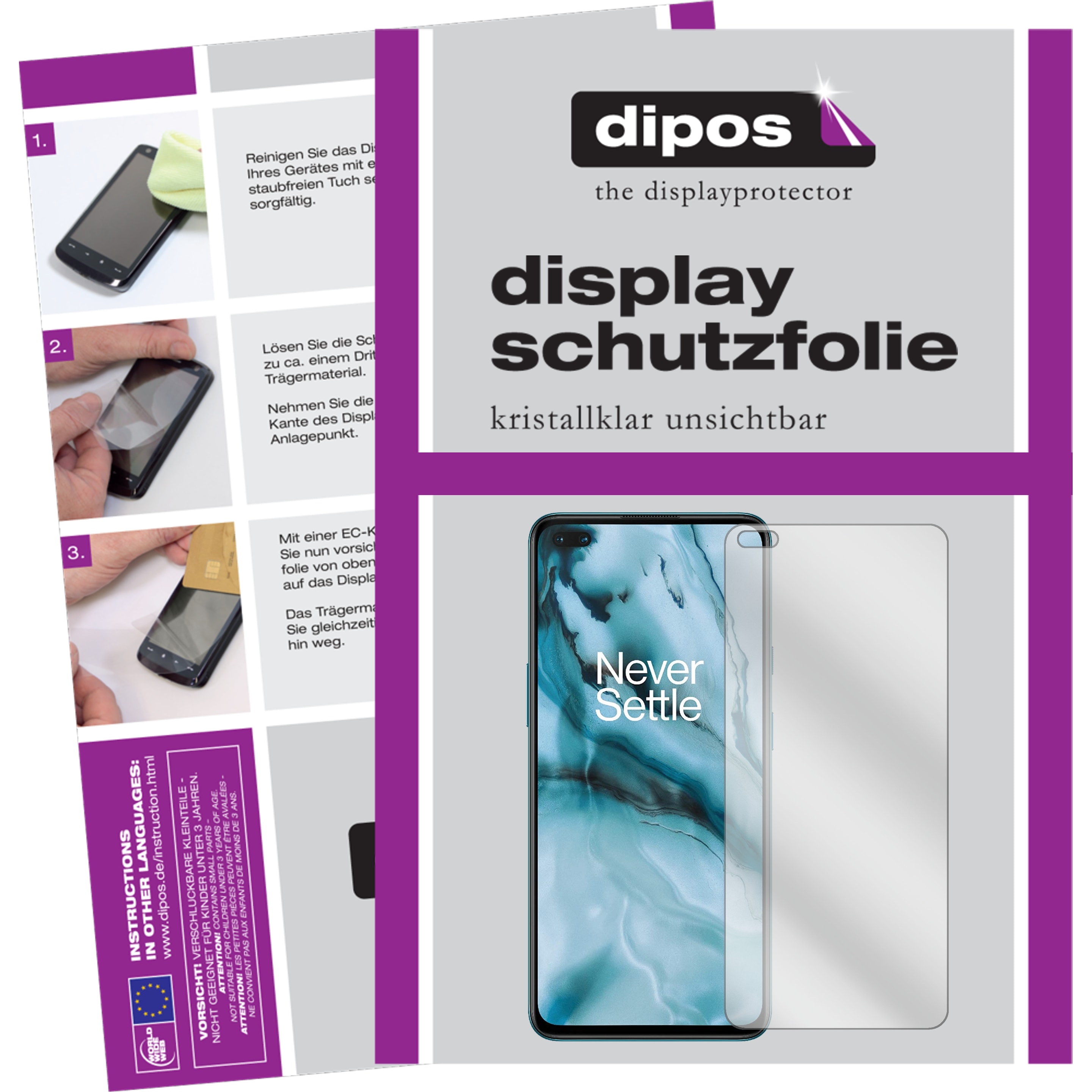 Dipos Displayschutzfolie Crystalclear (1 Stück, OnePlus Nord), Smartphone Schutzfolie, Transparent