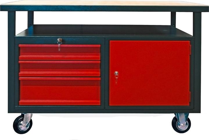 Produktbild Dema Mobile Werkbank fahrbar rot 1200 x 600mm (60 cm, 120 cm)