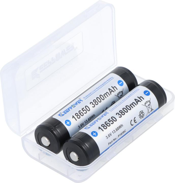 Produktbild Keeppower Li-ion Akku 18650 3800mAh, 3.6V Li-Ion-Akku geschützt Pluspol erhöht 2er-Set inkl. Aufbewahrungsbox (2 Stk., 18650, 3800 mAh)