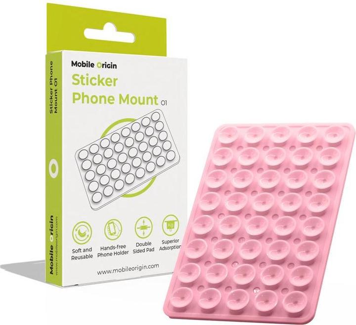 Mobile Origin Sticker Phone Mount O1 pink / Silikon-Telefonhalterung mit Saugnäpfen