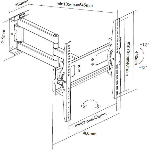 Actual product image VCM Morgenthaler WS200 TV wall mount 61.0 cm (24" 127.0 cm (50" Tiltable+S (Wall, 70", 25 kg)