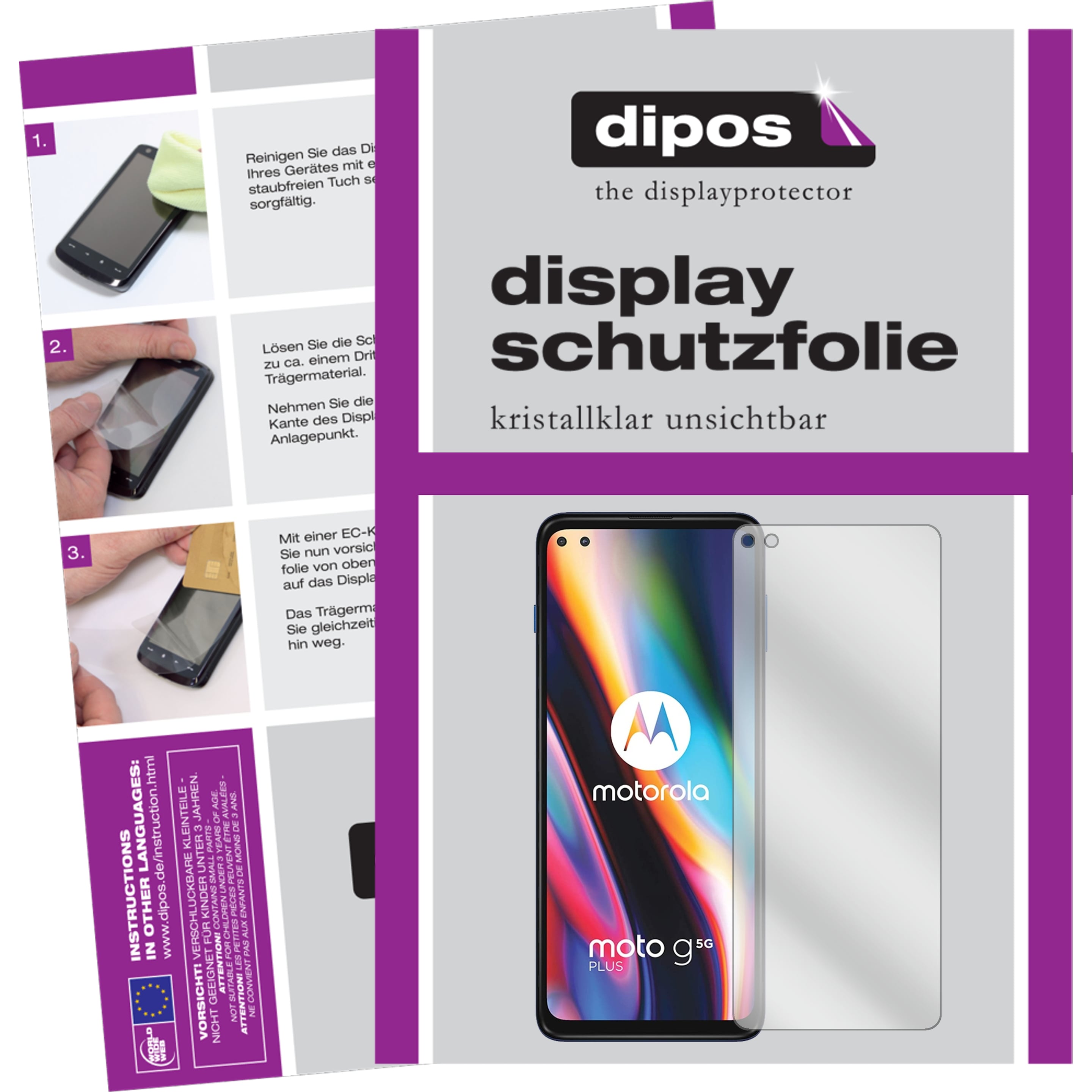 Dipos Displayschutzfolie Crystalclear (5 Stück, Motorola Moto G 5G Plus), Smartphone Schutzfolie, Transparent