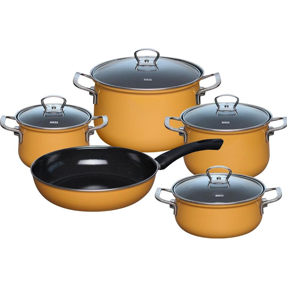 Riess Email Kochtöpfe, Topfset 5-tlg ORANGE 0558-113 (Pfannenset + Topfset, Emaille) (30049056)