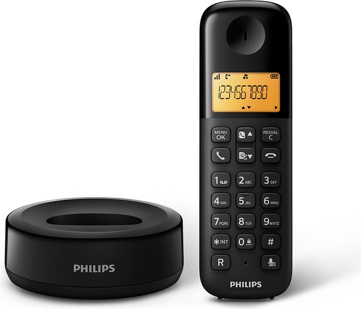 Image du produit Philips Téléphone sans fil D1601B/34 1,6 300 mAh GAP Noir