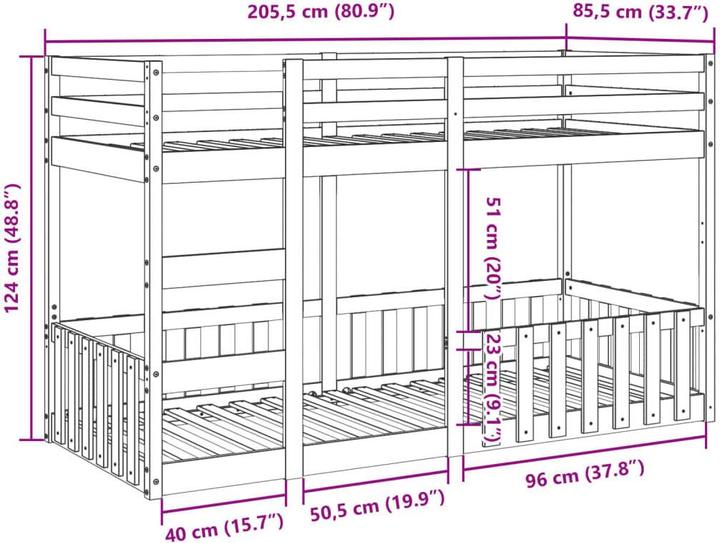 Actual product image vidaXL Etagenbett (80 x 200 cm)