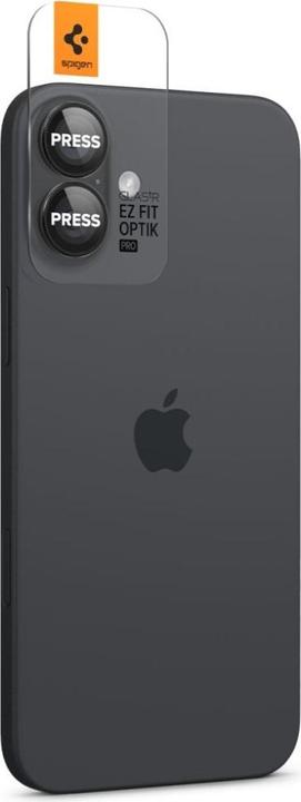 Produktbild Spigen Tempered Glass for Glass tR EZ Fit Optik Pro for iPhone 16 Plus Camera (2 pcs.) - Black (2 Stück, Apple iPhone 16 Plus)
