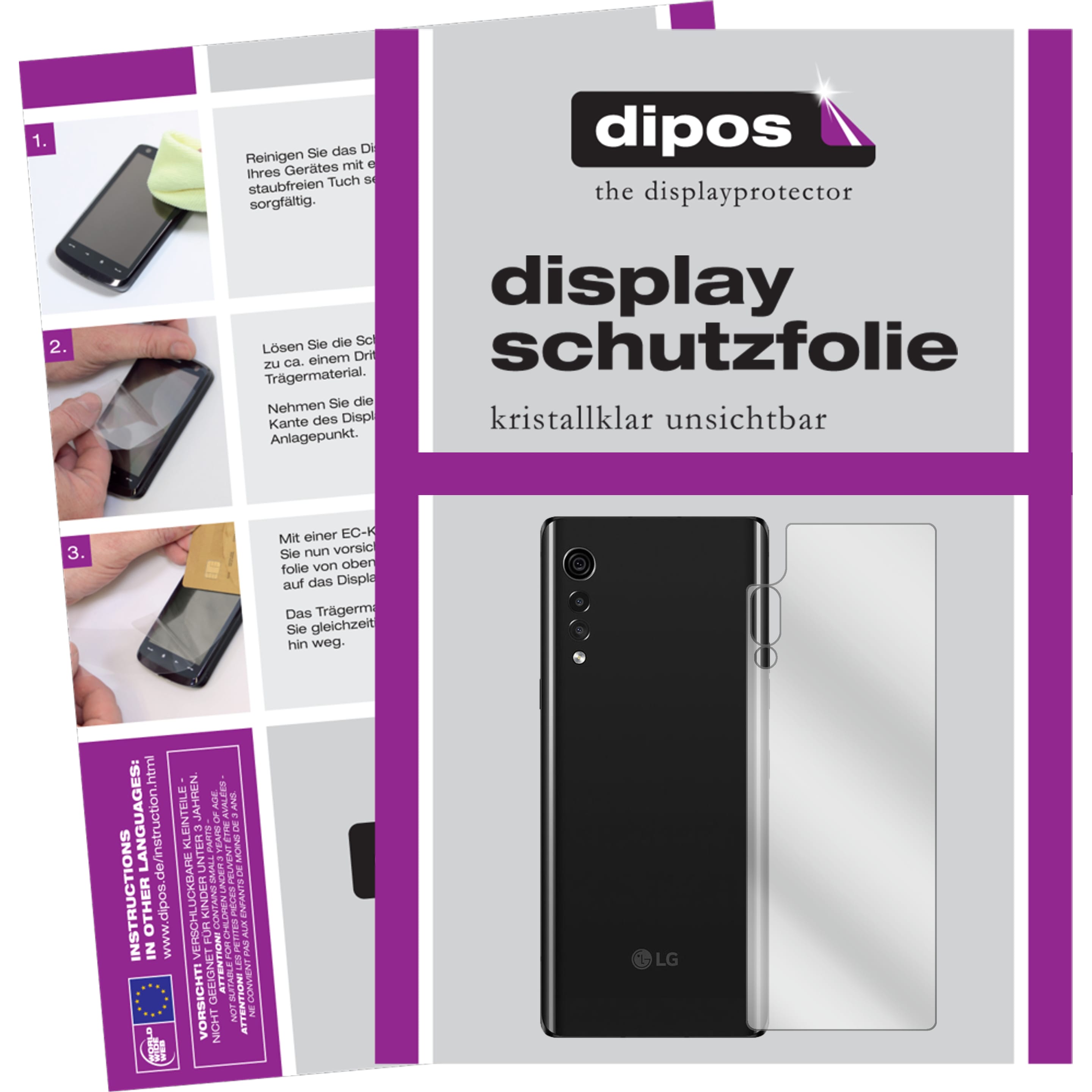 Dipos Displayschutzfolie Crystalclear (5 Stück, LG Velvet), Smartphone Schutzfolie, Transparent