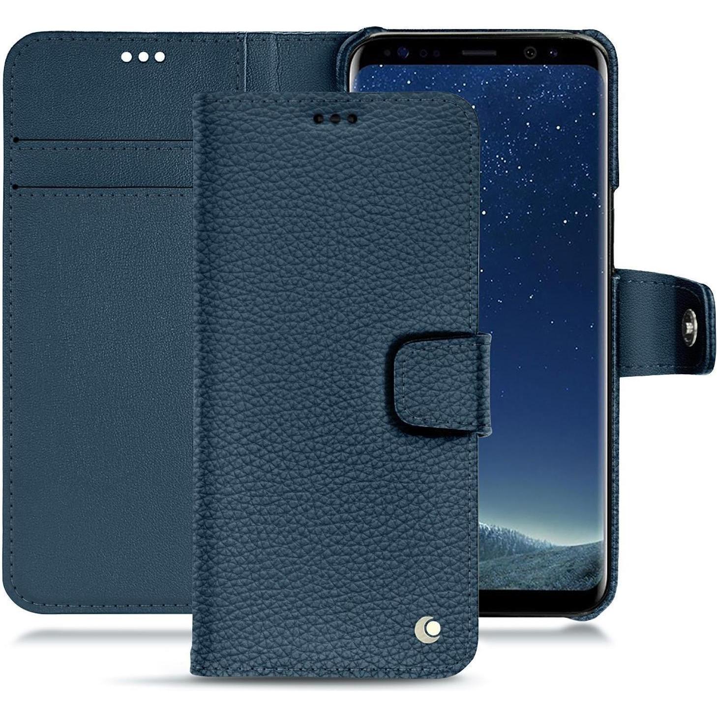 Noreve Lederschutzhülle Wallet (Samsung Galaxy S8), Smartphone Hülle, Blau