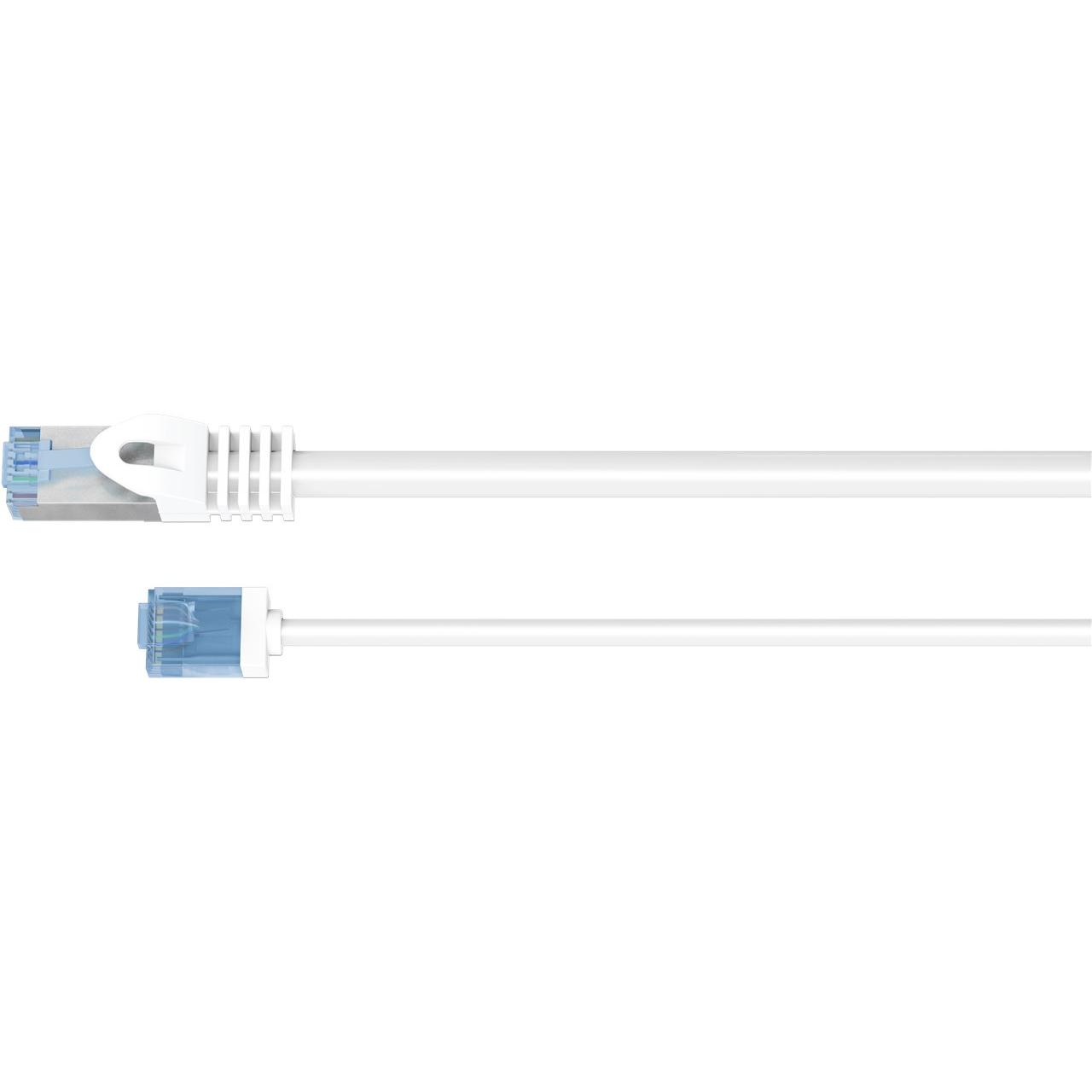 Thumbnail - Goobay Ultraflexibles CAT 6A Patchkabel, slim, U/UTP, weiss (U/UTP, CAT6a, 0.25 m), Netzwerkkabel