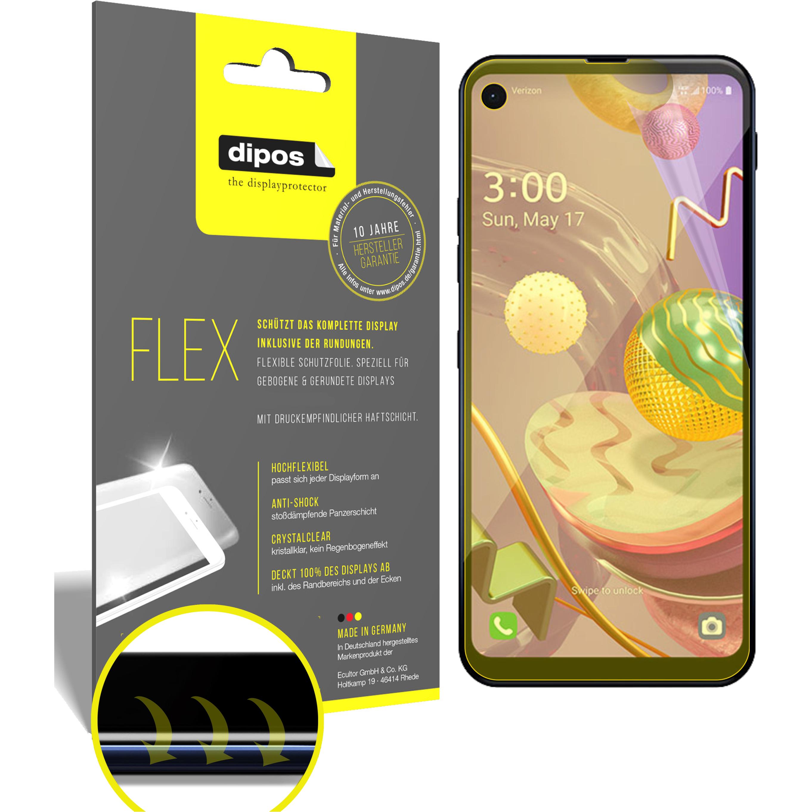 Dipos Displayschutzfolie Full-Cover 3D (3 Stück, LG Q70), Smartphone Schutzfolie, Transparent