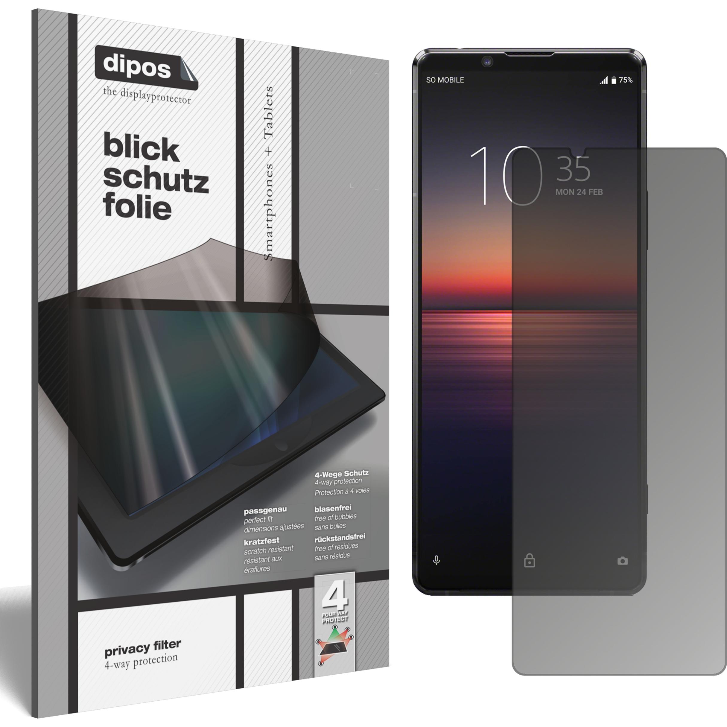 Dipos Blickschutzfolie 4-Way Privacy (1 Stück, Sony Xperia 1 II), Smartphone Schutzfolie, Transparent