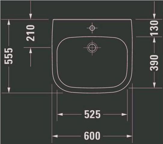 Produktbild Duravit Waschtisch D-CODE VITAL MED o ÜL m HLB 600x550mm 1 Hahnloch weiss (555 mm, 600 mm)