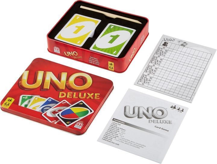 Actual product image Mattel Games Uno Deluxe Card Game (French, German, Italian, 2 - 10 Players)