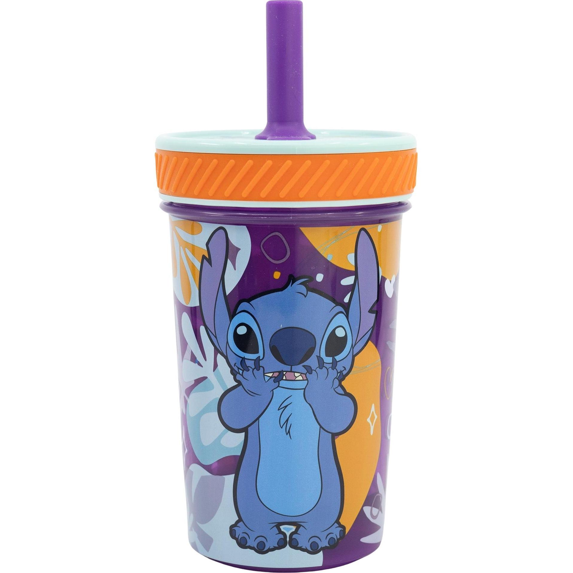 Thumbnail - Stor, Kindergeschirr + Kinderbesteck, Stitch "Aloha" - Drop Safe - Auslaufsicherer Becher mit Silikonstrohhalm (370 ml)