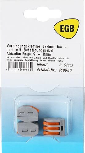 Produktbild EGB SB WAGO Verbindungsklemme 3x4mm 3 Stk