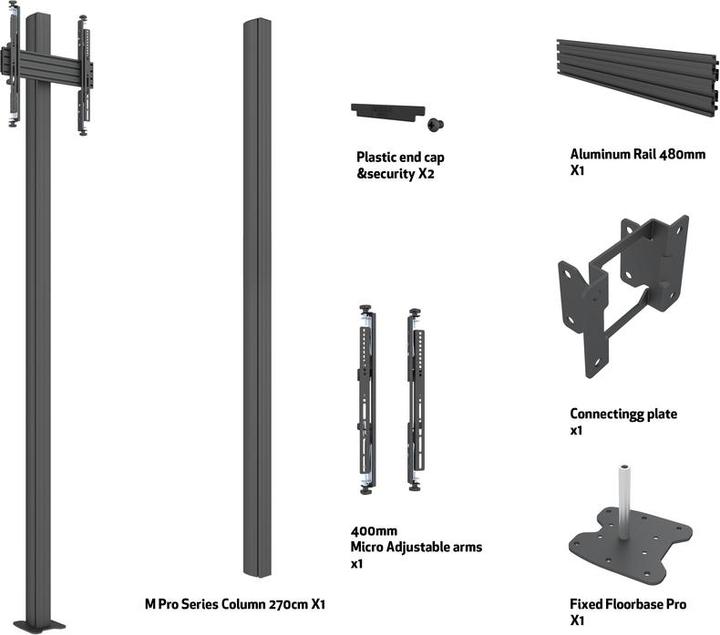 Immagine prodotto Multibrackets Supporto da pavimento Fix 32 - 65", nero, max. 30 kg