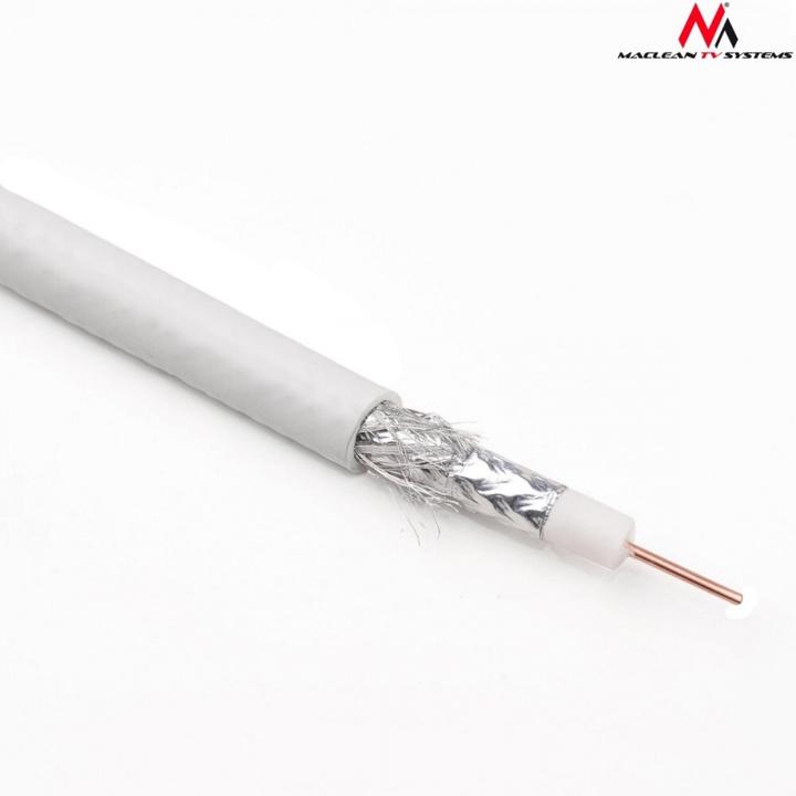 Image du produit Maclean Bobine de Câble Coaxial M/M 50m (Blanc) (Câble d'antenne)
