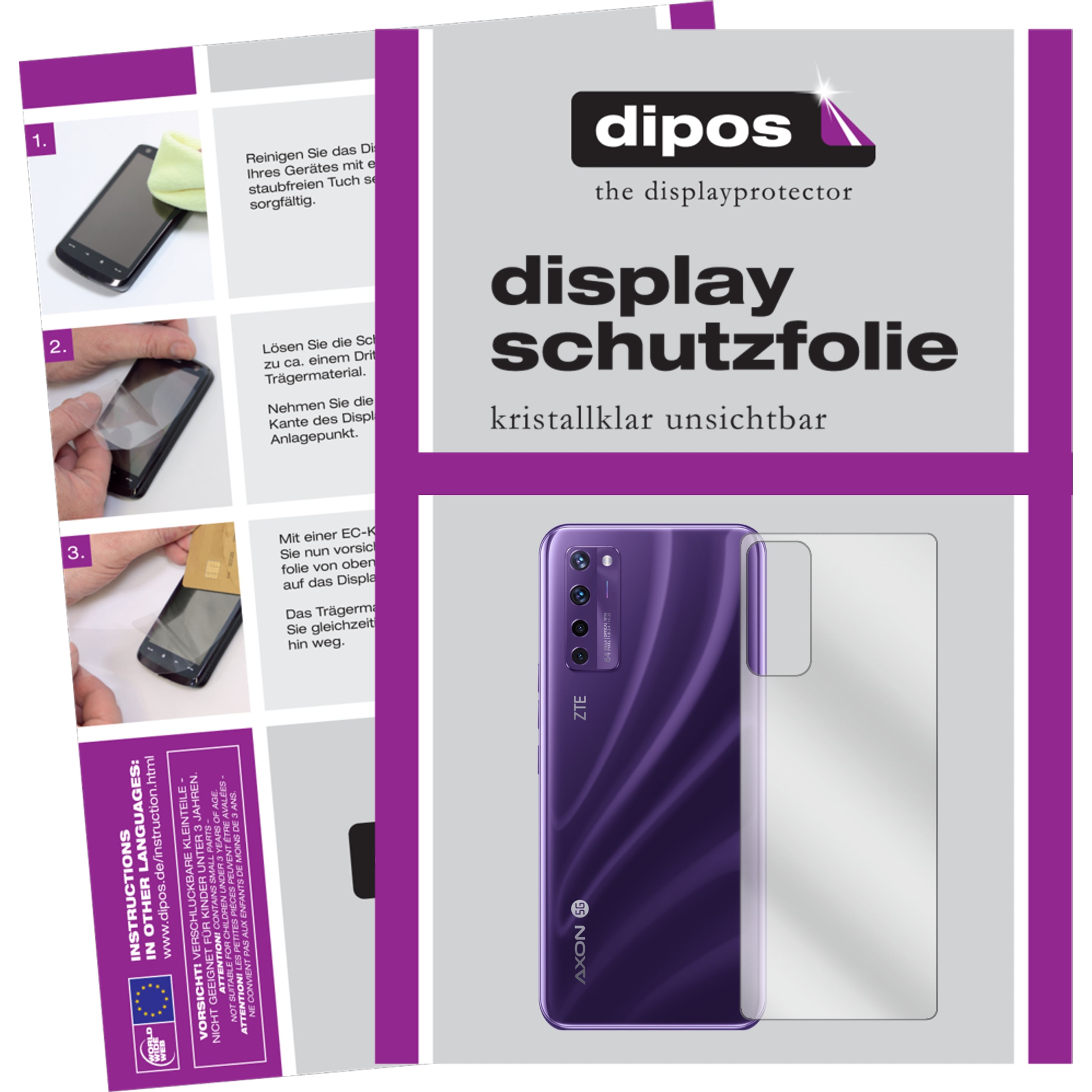 Dipos Displayschutzfolie Crystalclear (1 Stück, ZTE A20 5G), Smartphone Schutzfolie, Transparent