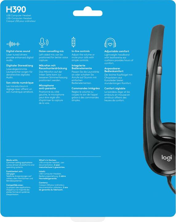 Actual product image Logitech H390 (Cable, USB-A)