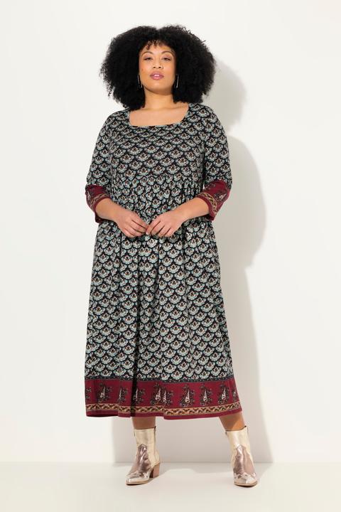 Produktbild Ulla Popken Jerseykleid, A-Linie, Carree-Ausschnitt, 3/4-Arm, Taschen (68)