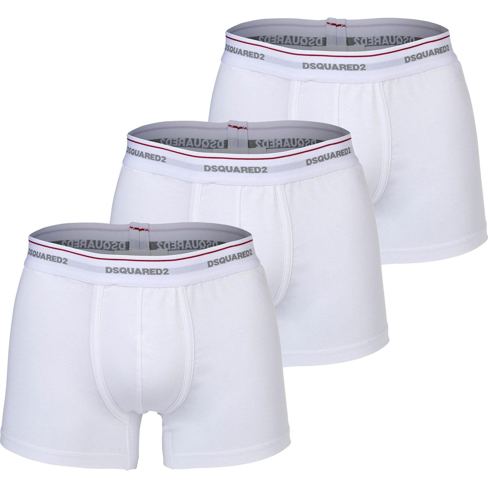 Dsquared2, Herren, Unterhosen, Boxershort Casual Bequem sitzend 3-PACK TRUNK, Weiss, (L, 3er Pack)
