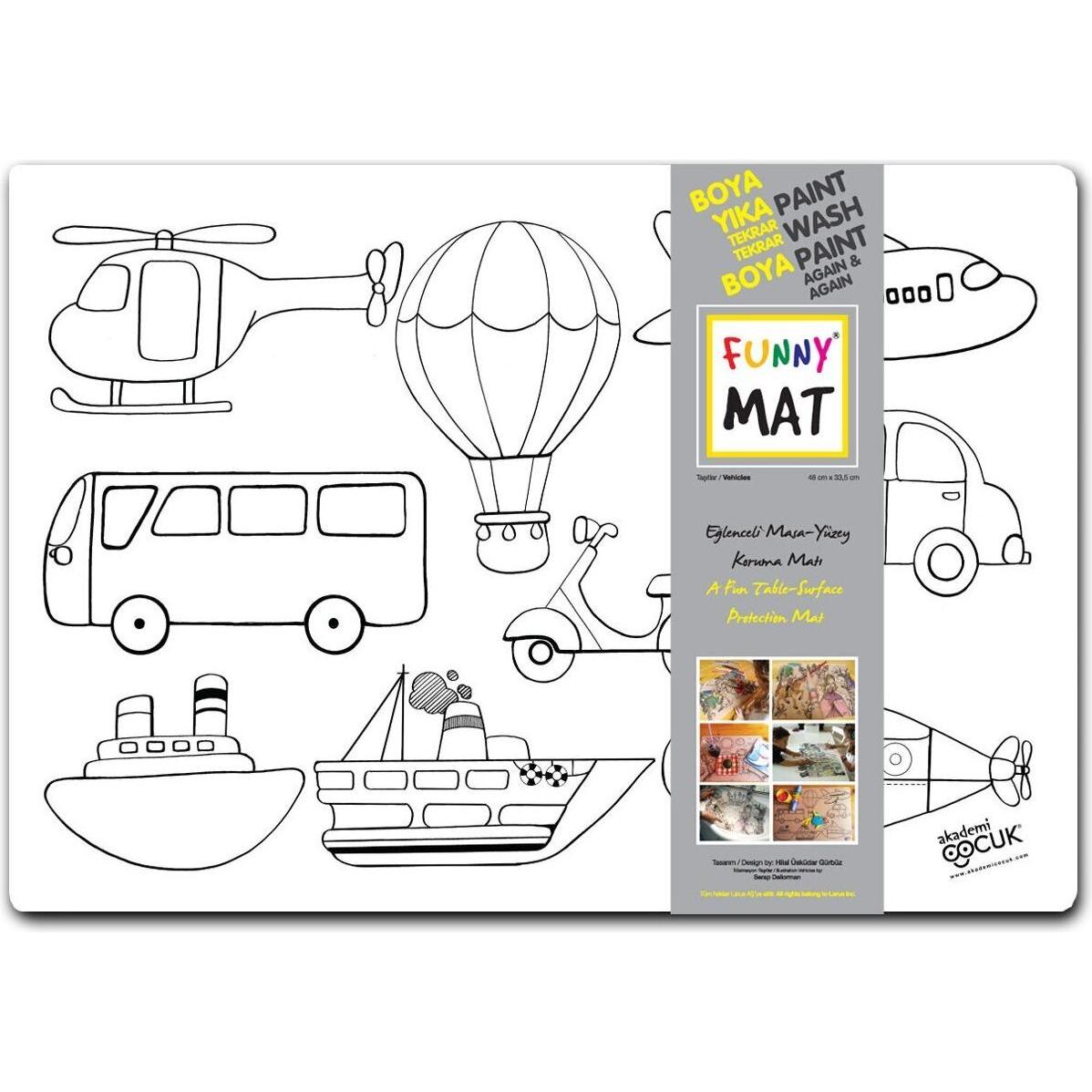 Funny Mat, Unterlage, Abwaschbare Malmatte Fahrzeuge (48 x 33.5 cm)